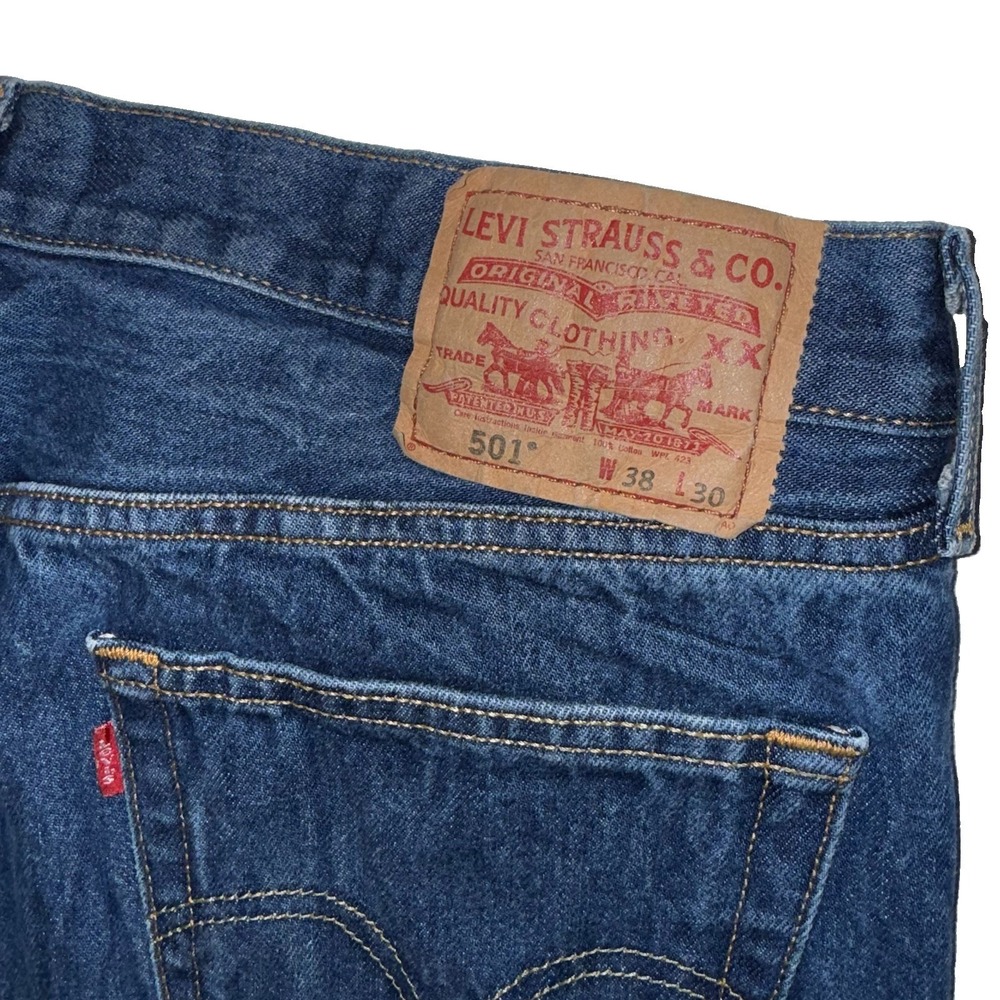 Vintage Levis 501 Jeans Mens 38x30 Blue Button Fly Mexico Y2K Straight Leg 36x27 - Picture 7 of 7